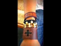 Reece Sutton's wrist candy leather cuff bracelet with cross, bead bracelets bears witness to his Family Gratitude