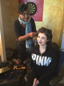 Fashion Film Skin on Skin Fashion Film Carla Sims doing Kaitlyn Browns hair for the Red Carpet scene.